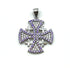 Sterling Silver Pave Stone Jerusalem Cross Pendant